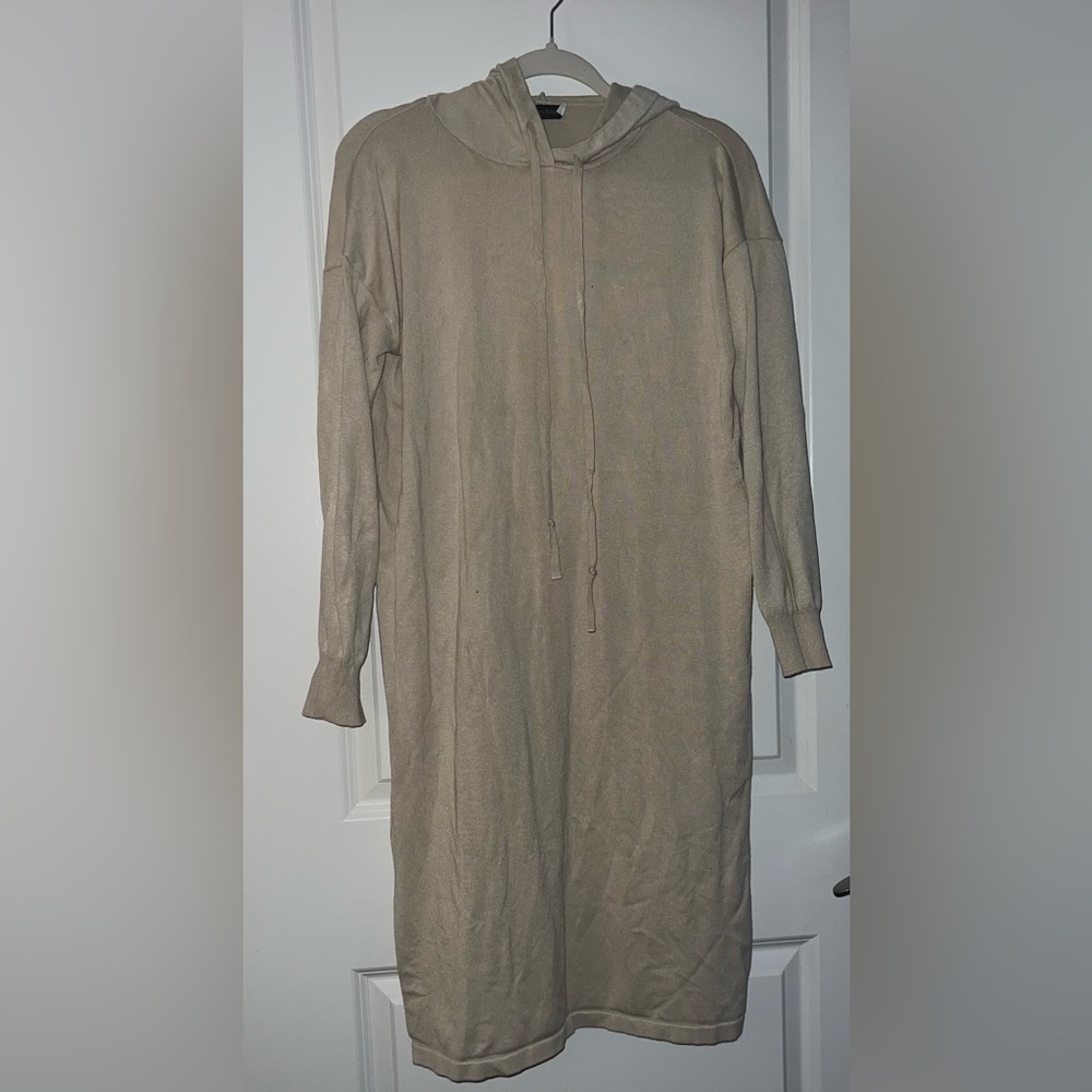 Tan Long Sleeve Turtleneck Sweater Dress